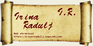 Irina Radulj vizit kartica